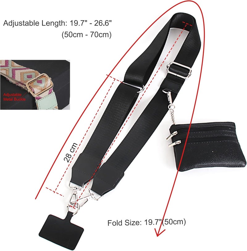 SCINYMC Clip and Go Strap for Phone with Wallet Crossbody, Adjustable Phones Lanyards with Wallet, Phone Straps with Zippered Pouch, Crossbody iPhone Strap for All Phones, Black - Image 4